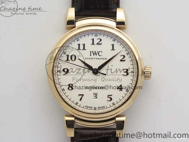 MIROTIME 0112 Da Vinci IW356601 RG TW 1:1 Best Edition White Dial On Brown Leather Strap A DailyWear 7237